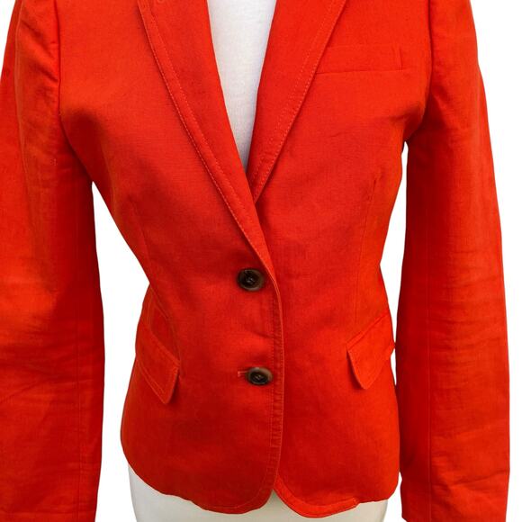 J. Crew Schoolboy Linen Blend Blazer Sz 6 Orange Lined Academia Careerwear - Picture 2 of 16